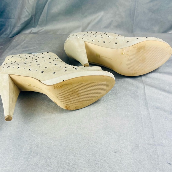 INC International Concepts Beige Peep-Toe Heels with Studded Rhinestones 11M - Picture 7 of 12